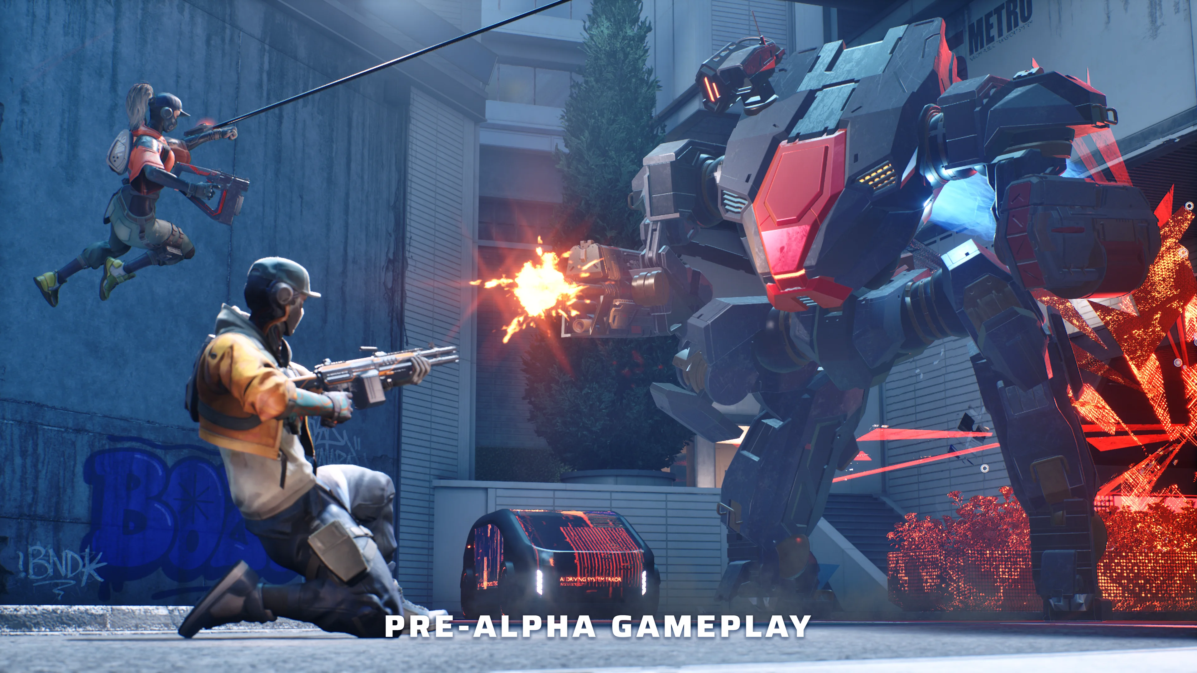 EMPULSE showing a player-controlled mech in team combat